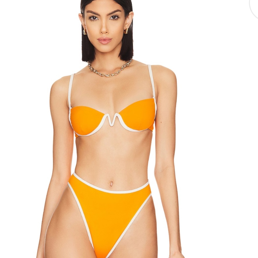 NWT lspace nico underwire bikini top in mango and cream